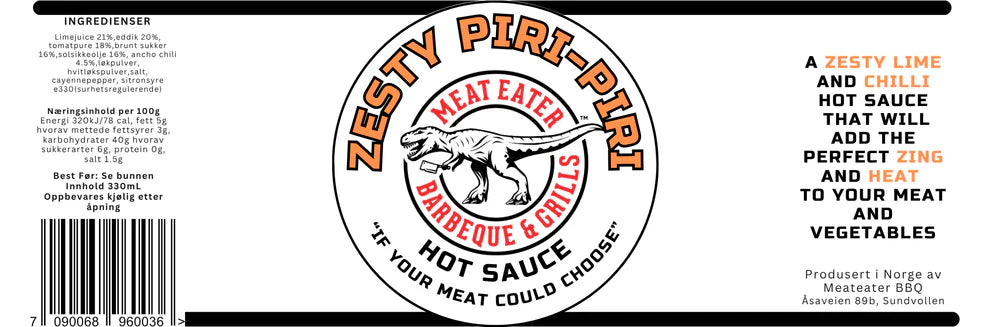 Meat Eater Hot BBQ Saus, Zesty Piri-Piri