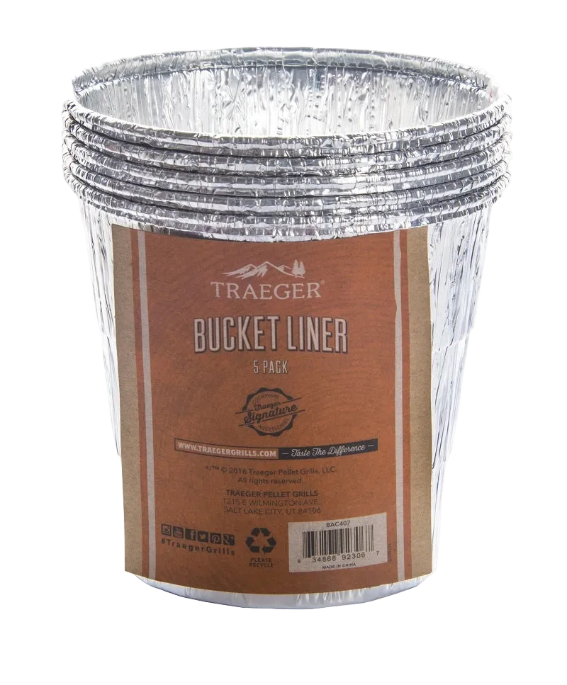 Traeger Bucket Liner - 5-Pack. For Tailgater, Pro 20/22/34/575/780, Ironwood 650/885, Select Pro/Elite
